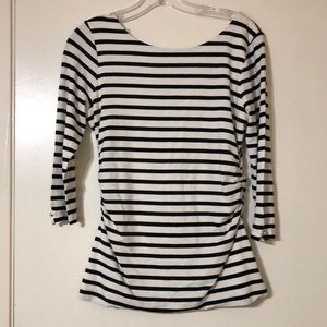 WHBM Black & White Striped Top
